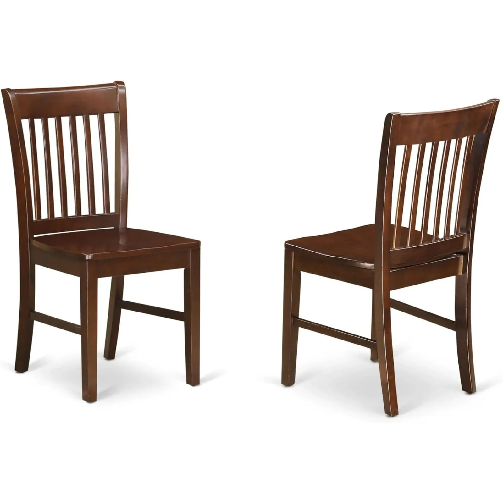 

US East West Furniture Norfolk Dining Room Slat Back Solid Wood Seat Chairs, Set of 2, Mahogany