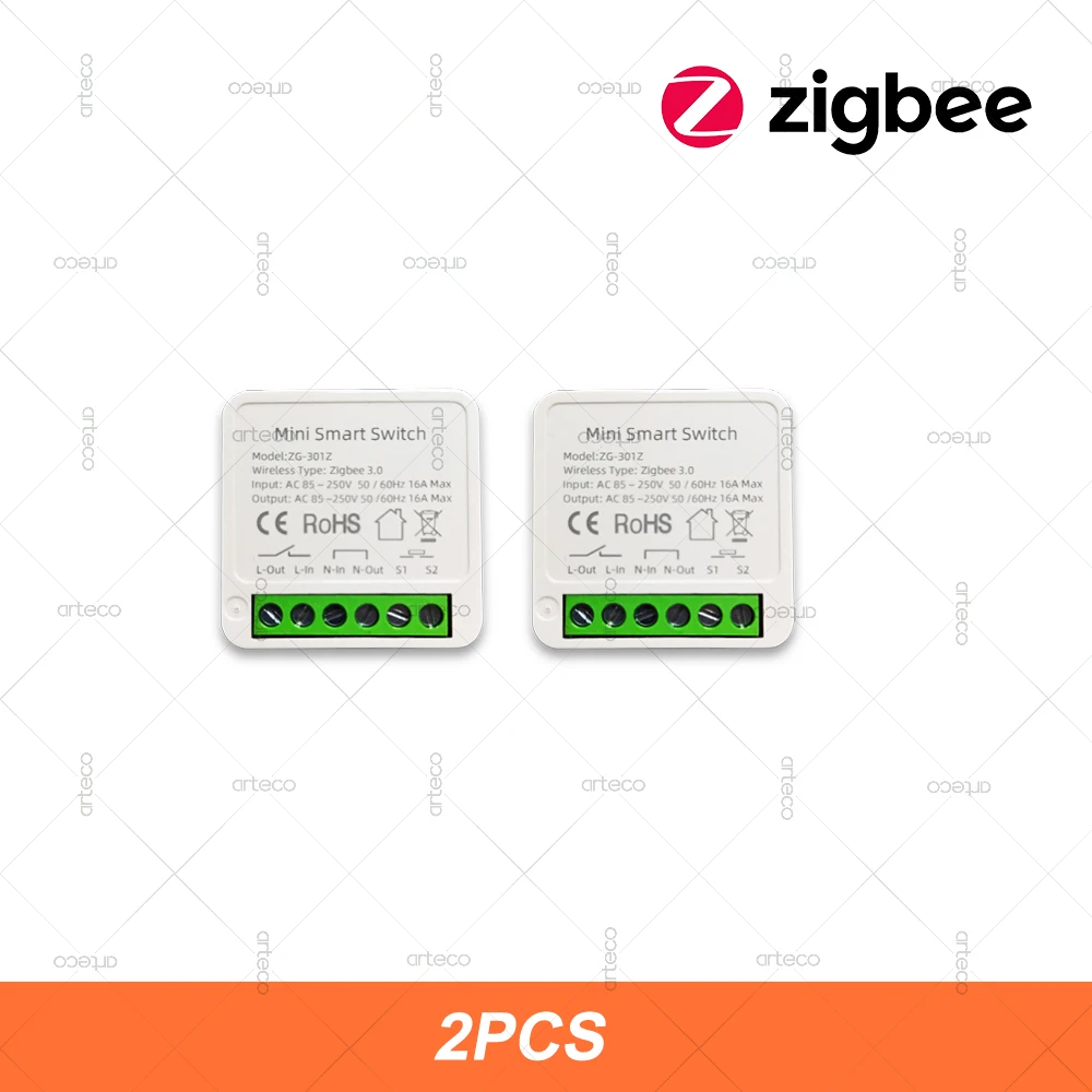 ZigBee 3.0 Smart Mini DIY Switch Automatisierungsmodul 16A Relaisunterstützung 2-Wege-Steuerung App Fernbedienung Zigbee Gateway erforderlich