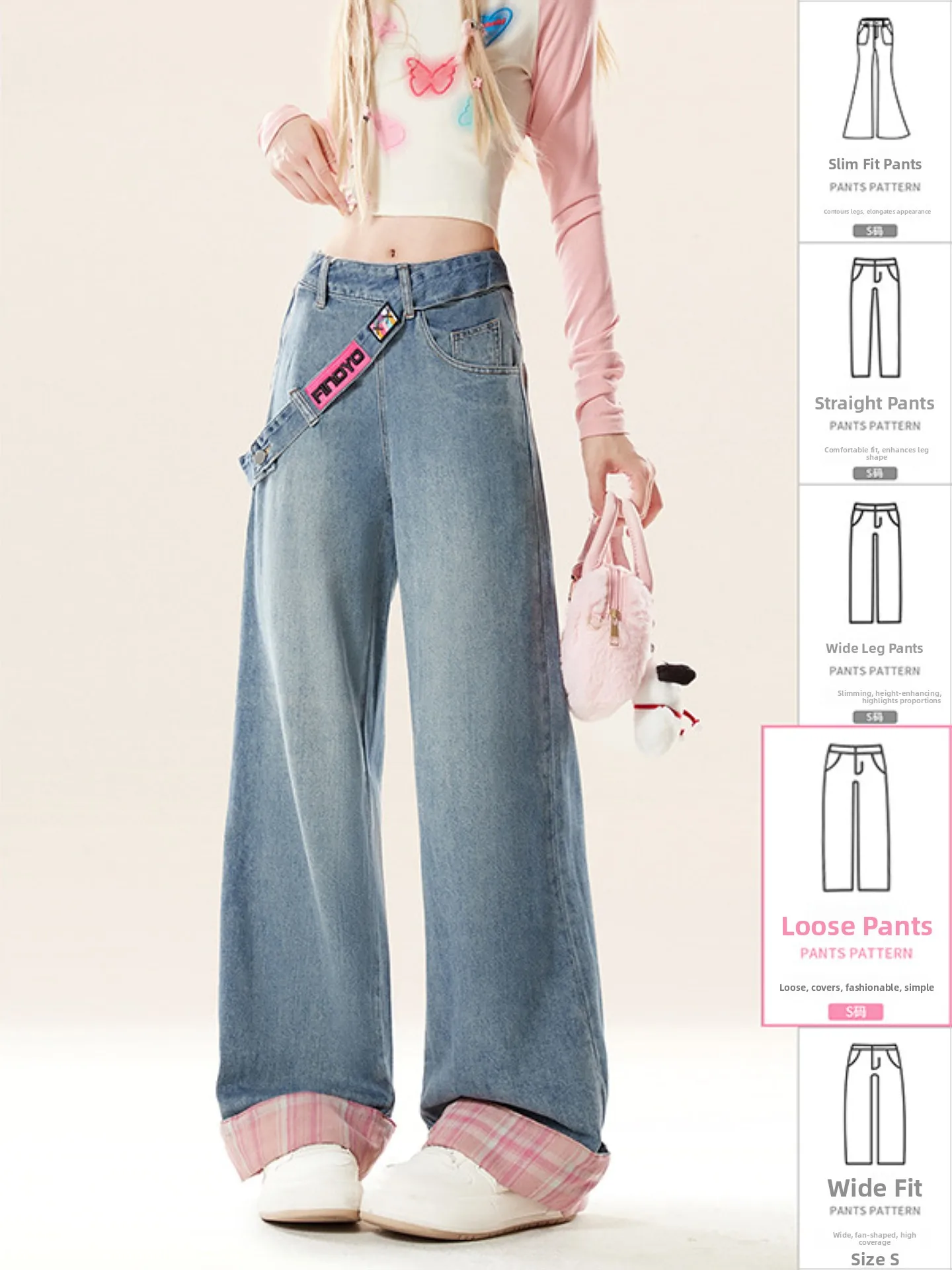 

Теплые джинсы прямого кроя с широкими штанинами на флисовой подкладке, свободные, с высокой талией, на молнии, из хлопка, повседневные, для подростков