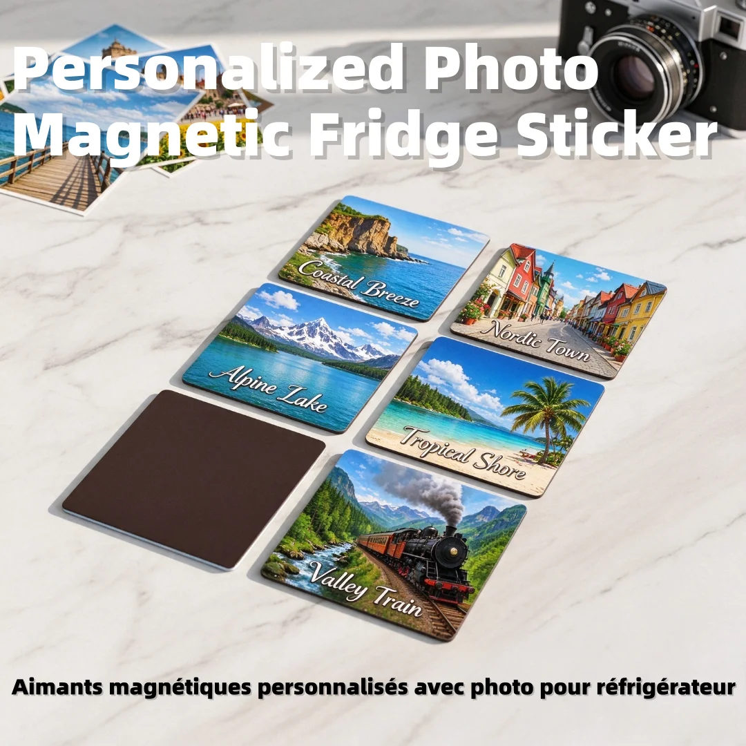 Custom Photo Magnetic Fridge Stickers Magnetic Photo Fridge Decorations Personalized Logo Refrigerator Sticker Kitchen Decor