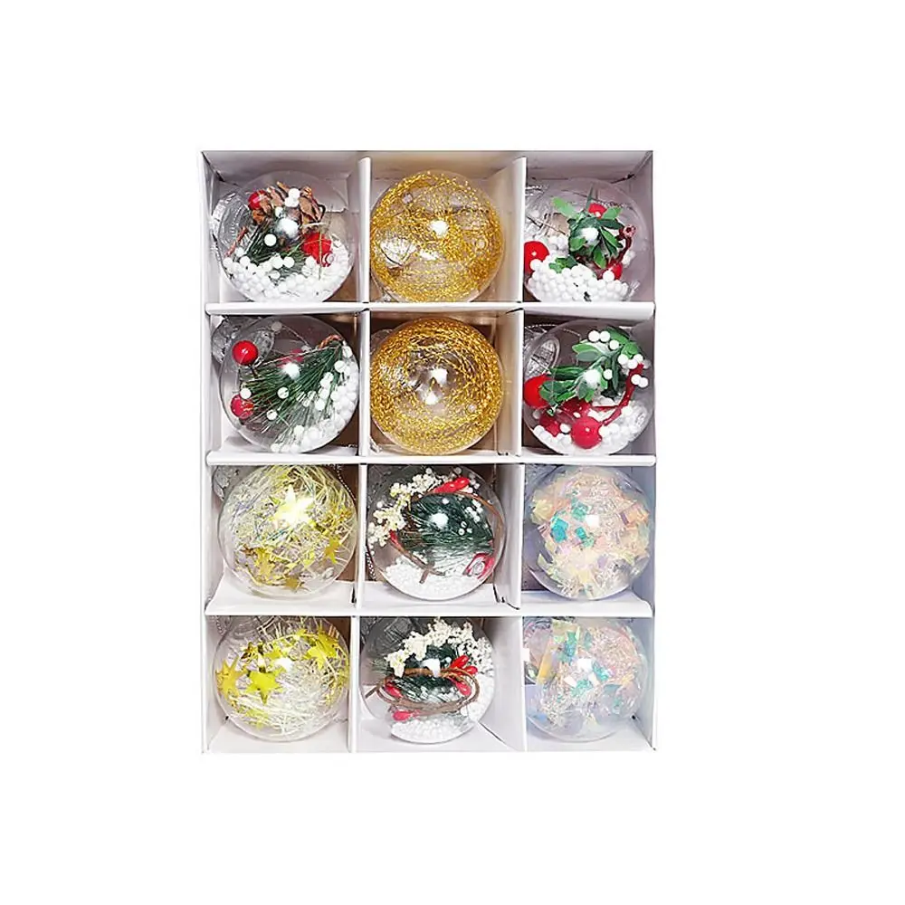 

12pcs 6cm Transparent Christmas Balls DIY PET Christmas Hanging Balls Elegant Merry Christmas Tree Decor Home Xmas Decor