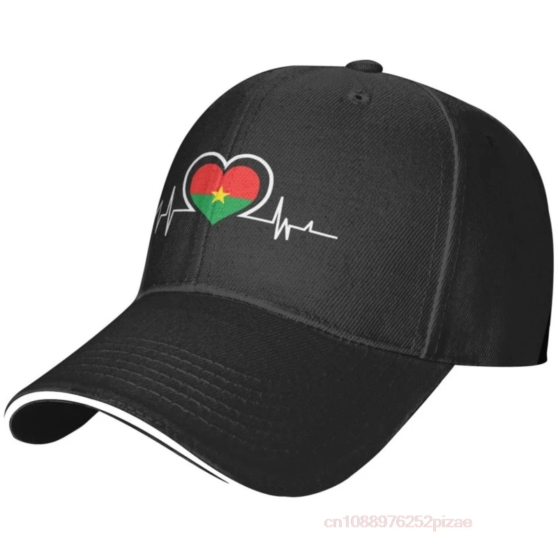 

Burkina Faso Flag Heartbeat Adjustable Baseball Cap for Outdoor Sun Protection Men Women Unisex For Sports