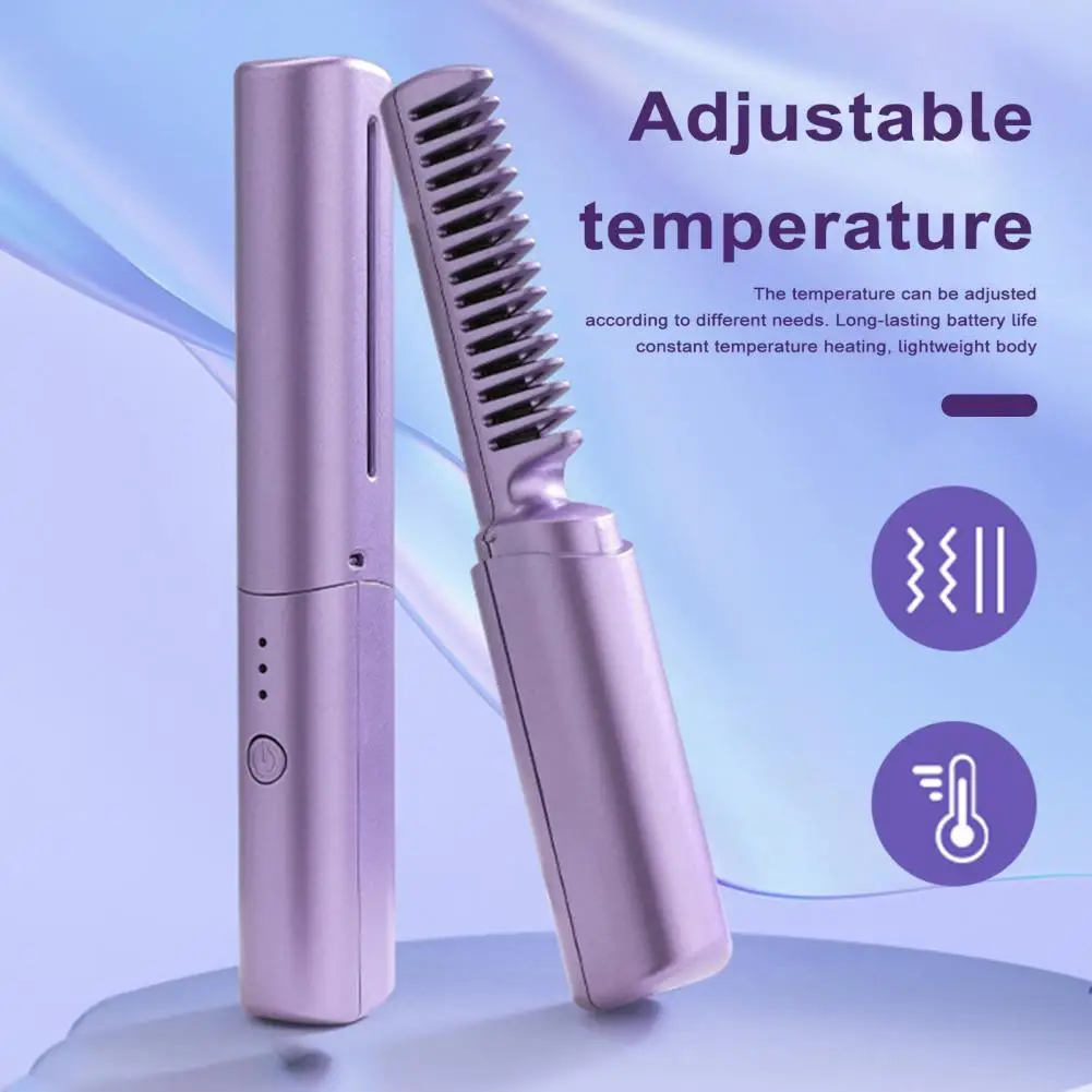 Hair Straightening Comb Wireless Electric Hot Comb USB Rechargeable Electric Straightening Comb Hair Straightener Brush