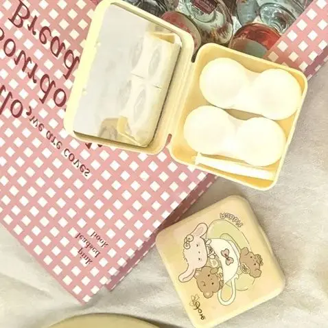 

Cute Portable Cartoon Small Rabbit Eye Contacts With Mirror Contact Lens Case Colored Lenses Container Box For Party Travel Set
