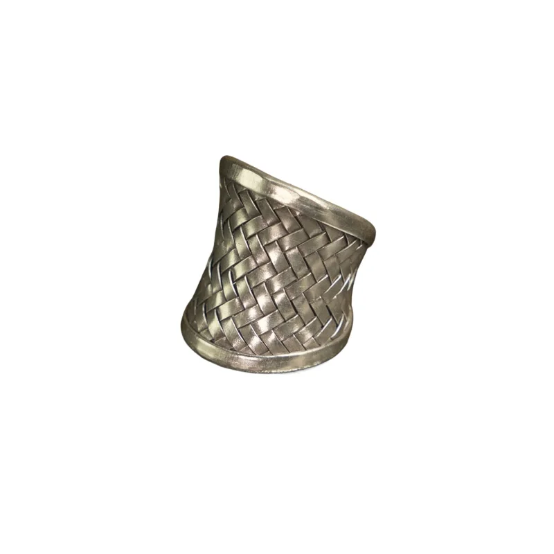 Hand-woven silver jewelry ring women's personalized retro trendy and exaggerated ring boys' hand jewelry