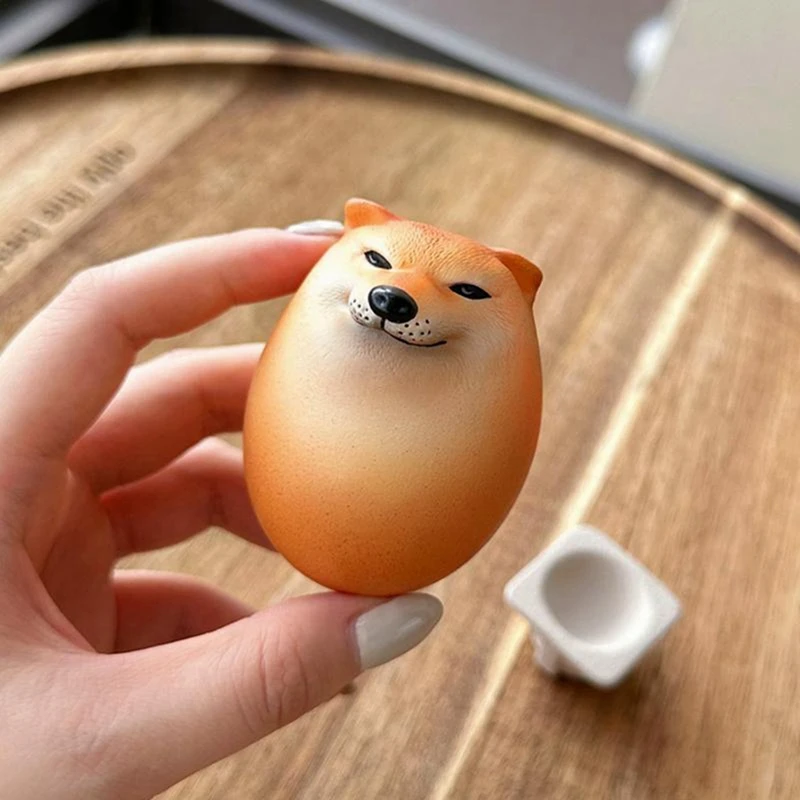 5X Egg Dog Shiba Inu Decorazioni realistiche Decorazioni da scrivania a forma di uovo per uffici domestici Divertenti regali di Natale