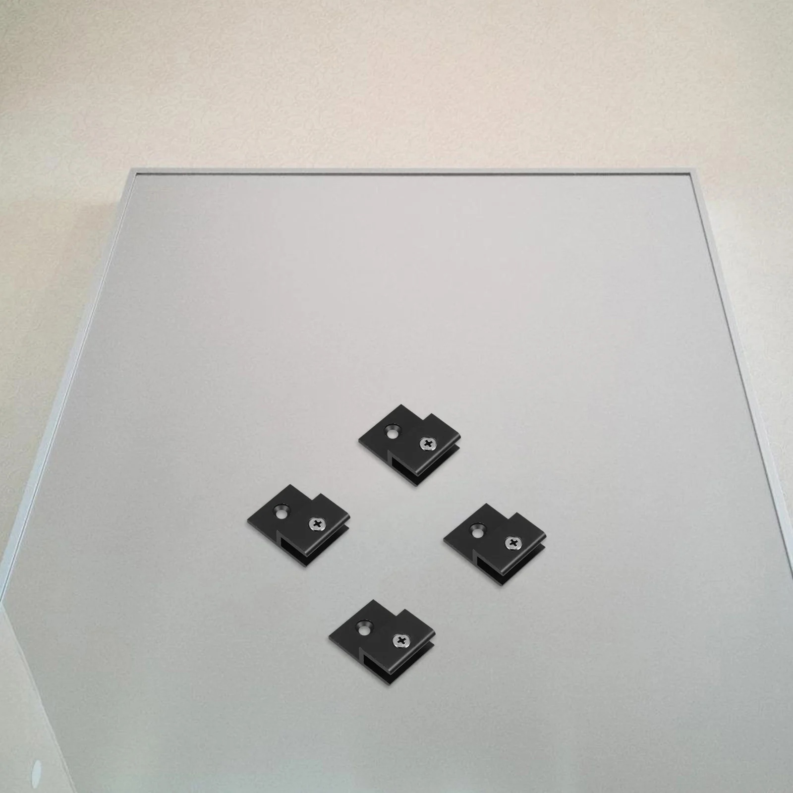 

6pcs Glass Clamp Black Aluminum Alloy Wall Mount Bracket For Mirror Acrylic Sign Display Shelf Support Hardware Clip Holder