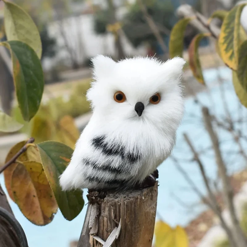 

Cute Artificial Owl Lifelike Plush Garden Ornament White Owl Miniature Photo Prop Desktop Craft Artificial Owl Home Garden Decor