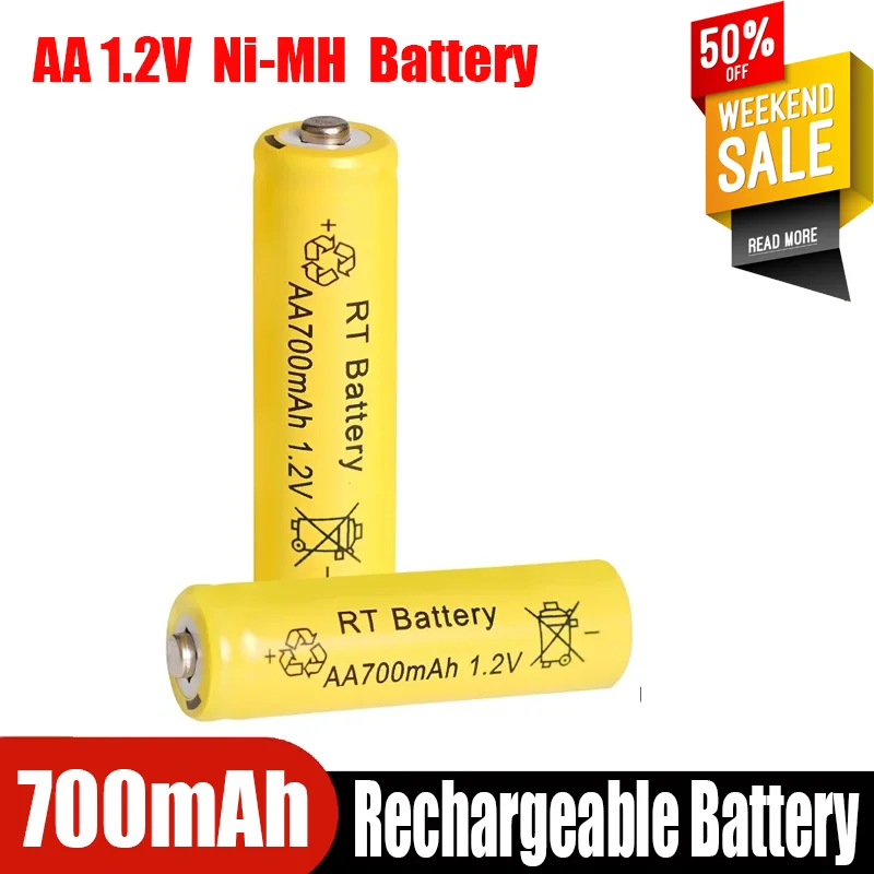 

2-20Pcs AA Battery 1.2V 700mAh Ni-MH AA Rechargeable Batteries 700mAh Battery for Garden Solar Lights Toys Watch MP3 Player