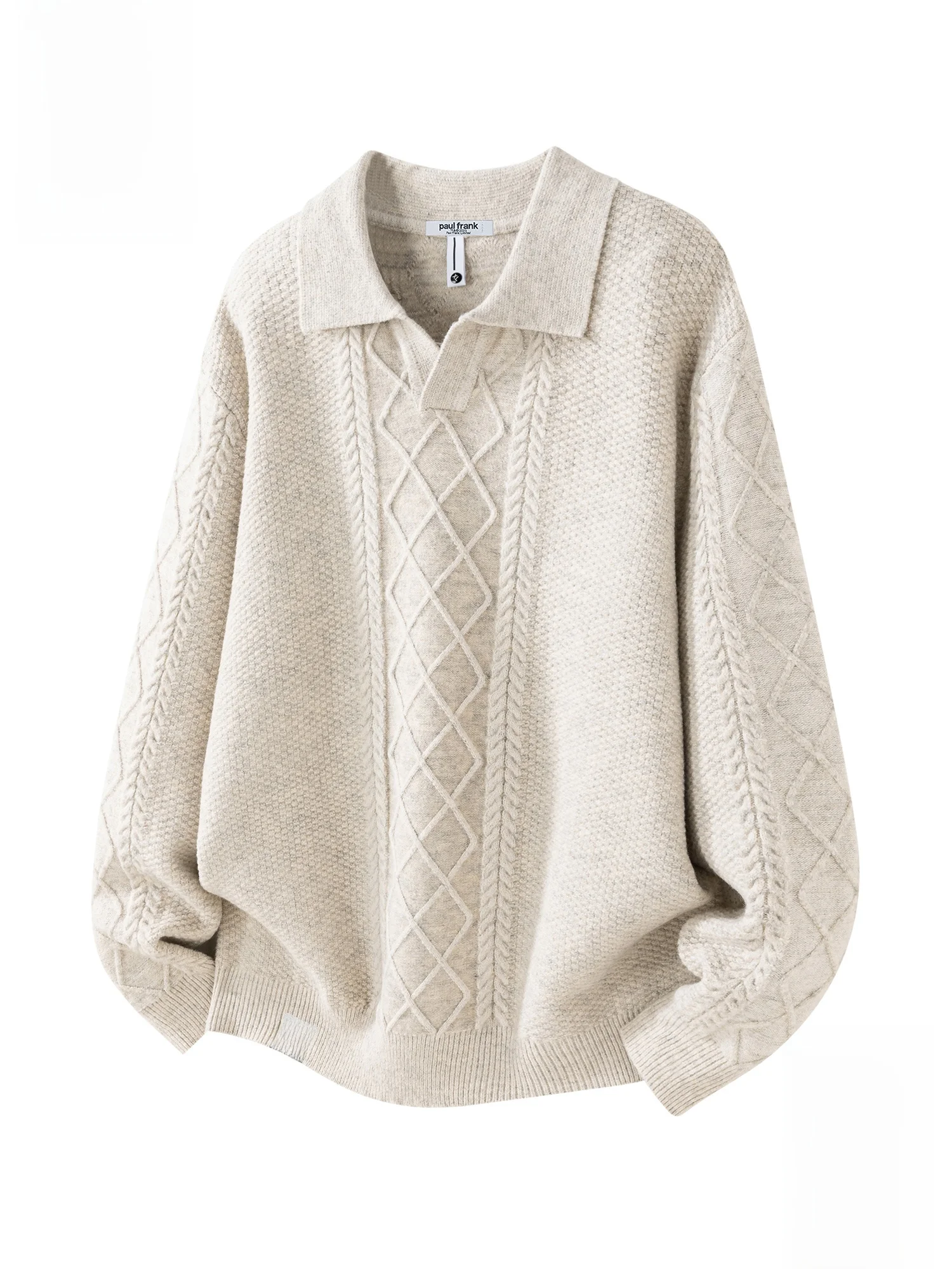 

PaulFrank Loose Fit Casual Knitwear Winter Men's Faion Pure Color Collared Sweater Comfortable Polyester Fiber Long Sve