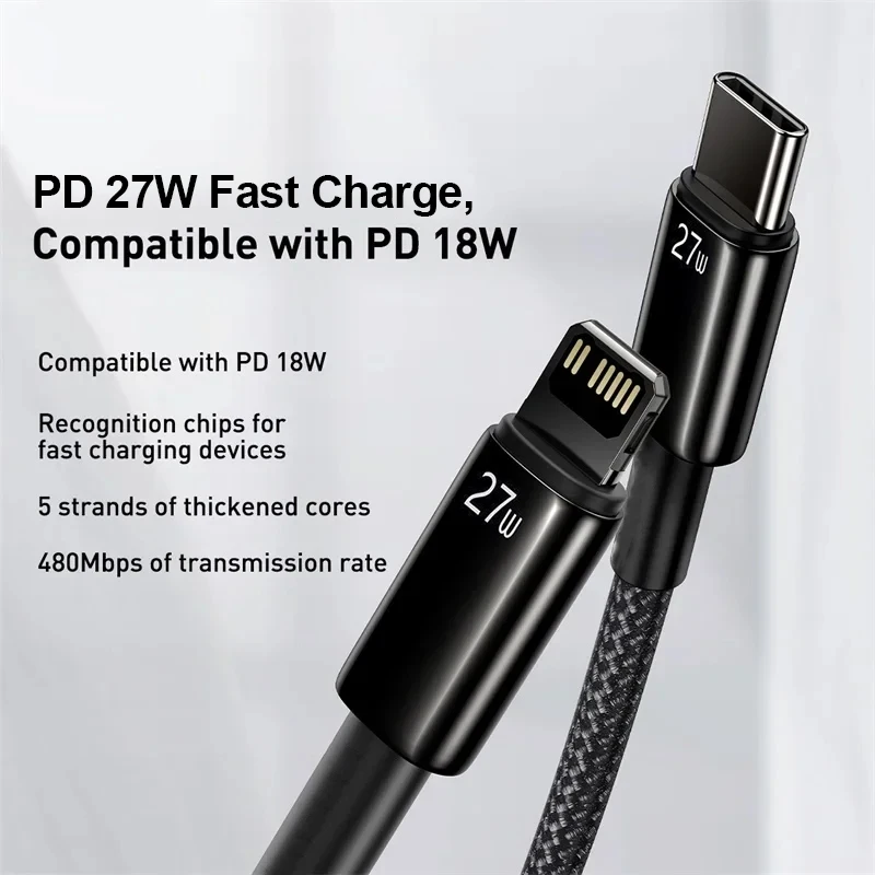كابل شاحن USB C لهاتف أبل آيفون 14 13 12 11 برو ماكس كابل USB شحن سريع لهاتف آيفون X XR 8 USB نوع C إلى كابل البرق
