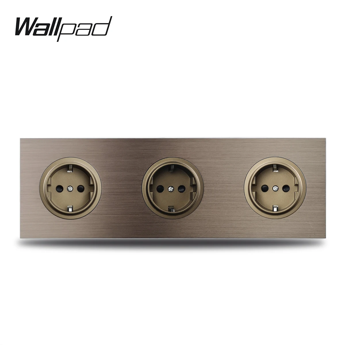 EU Frans stopcontact elektrische wandcontactdoos geborsteld bruin aluminium 1-5 poorten plaat USB oplaadpoort RJ45 CAT6 bekabeling stopcontact