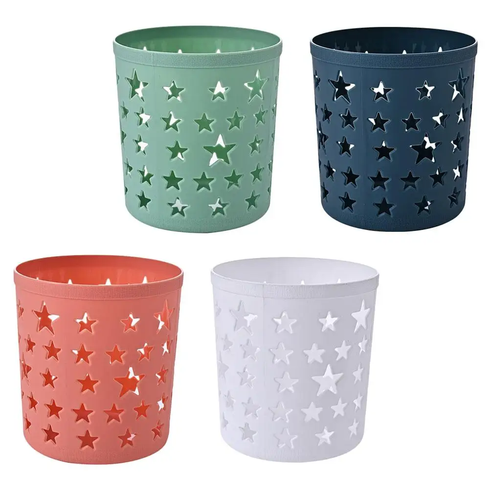 

4 Pcs Storage Bin Hollowed Pen Holder Desktop Bucket Decorative Container Five-pointed Star Plastic PP Material