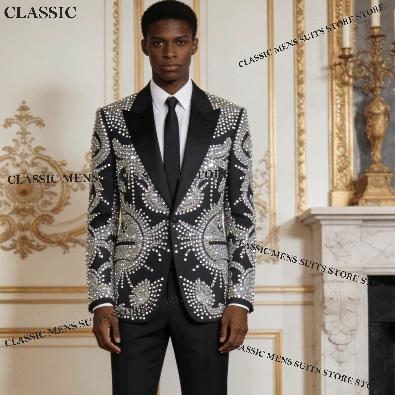 

Элегантные мужские костюмы с металлическим украшением по индивидуальному заказу, смокинг из двух предметов, свадебный мужской пиджак для жениха, тонкий вечерние Ternos Completo