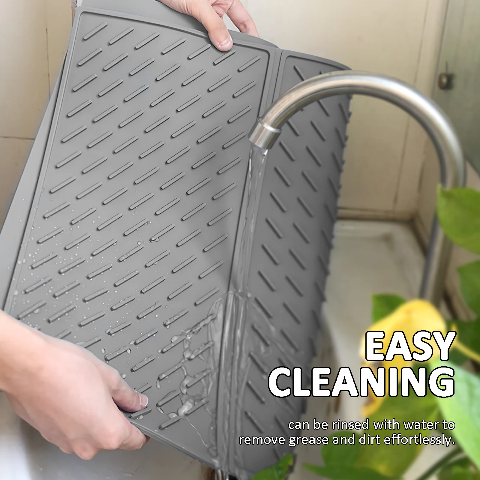 

Silicone Kitchen Drainer Mat Multi-Functional Dish Drying Pad with Fast Drying Surface Foldable Design for Sink Countertop