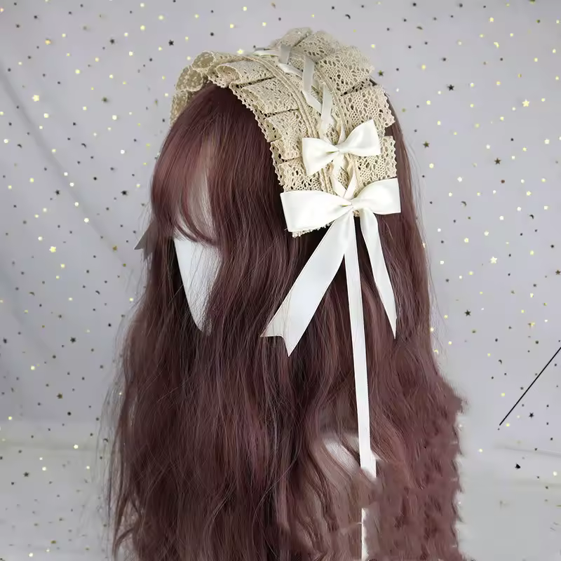 Lovely Bowknot Sweet Lolita Lace Flower Hair Hoop Anime Maid Cosplay Headband Headwear Accessory Hand Made Wholesale - Image 6