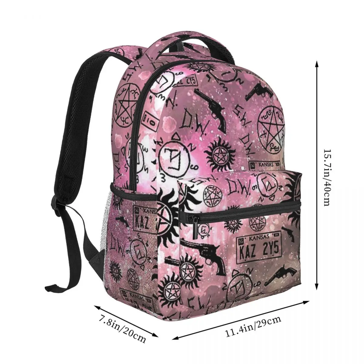 Supernatural Symbols Backpack Student Schoolbag for Men Women Laptop Canvas Bags 17in