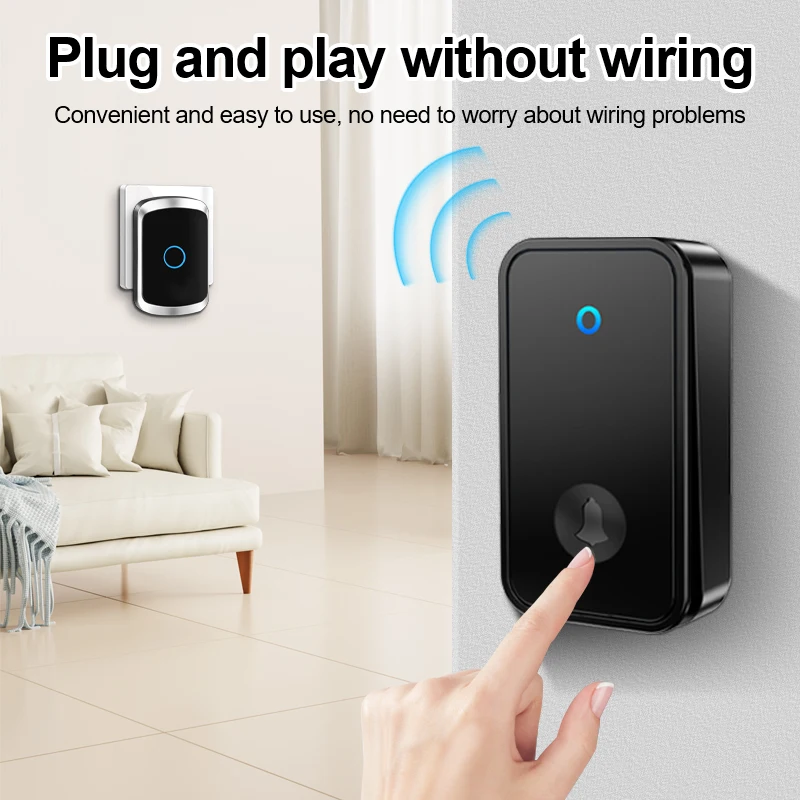 Smart Wireless Doorbell Home Welcome Door Bell 150M/82 FM Remotes Self-Powered No Battery Required US EU Plug Wireless Doorbell