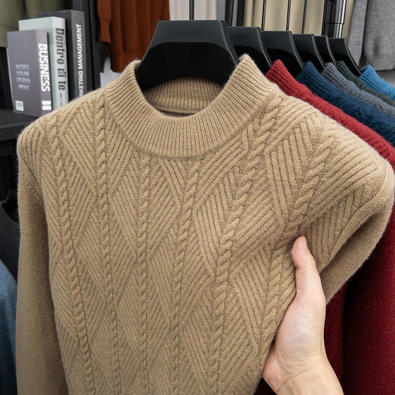 Maglione lavorato a maglia da uomo Autunno e inverno Nuovo maglione base maglione di fascia alta jacquard a collo alto caldo casual