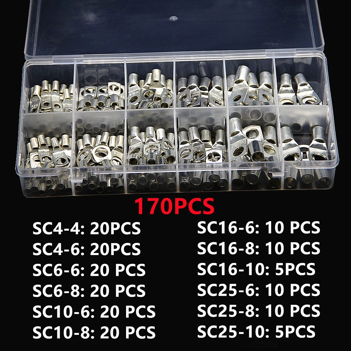 60/100/170 قطعة SC عارية الترباس حفرة المعلبة كابل نحاسي العروات بطارية محطة سلك محطات موصل دعوى SC10-6 SC16-8 SC25-8 #5