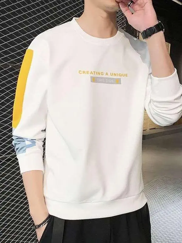 

Новая мужская толстовка с длинным рукавом 2025 года, весенне-осенний повседневный пуловер с круглым вырезом, свободный крой, большие размеры, удобный, мягкий, универсальный топ