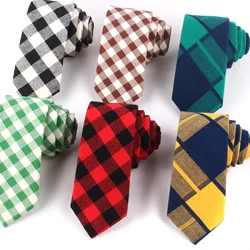 Brand Plaid Ties For Men Fashion Casual Neck Tie Gravatas Cotton Mens Necktie for Wedding Gravata Classic Corbata Red Neckwear