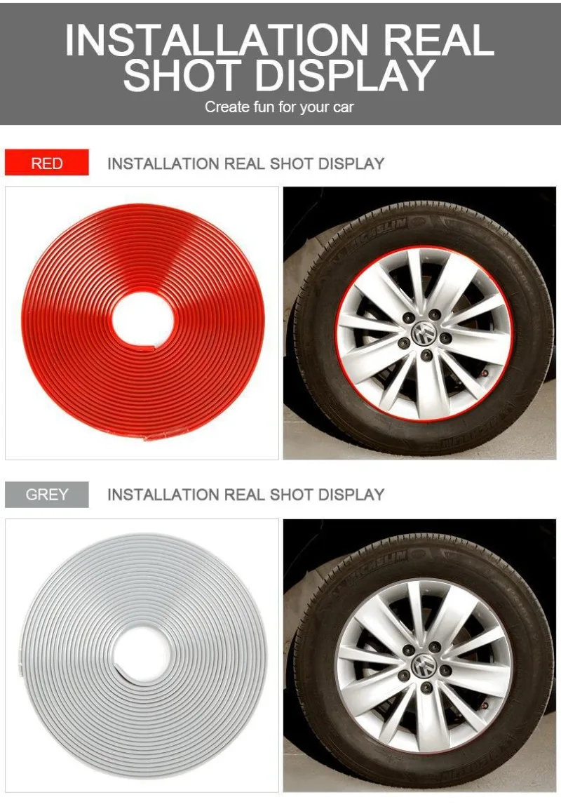 Auto-Felgenschutz-Aufkleber, Felgenrand-Dekorstreifen, Kratzfester Felgenring, Auto-Styling-Zubehör – Detail 3