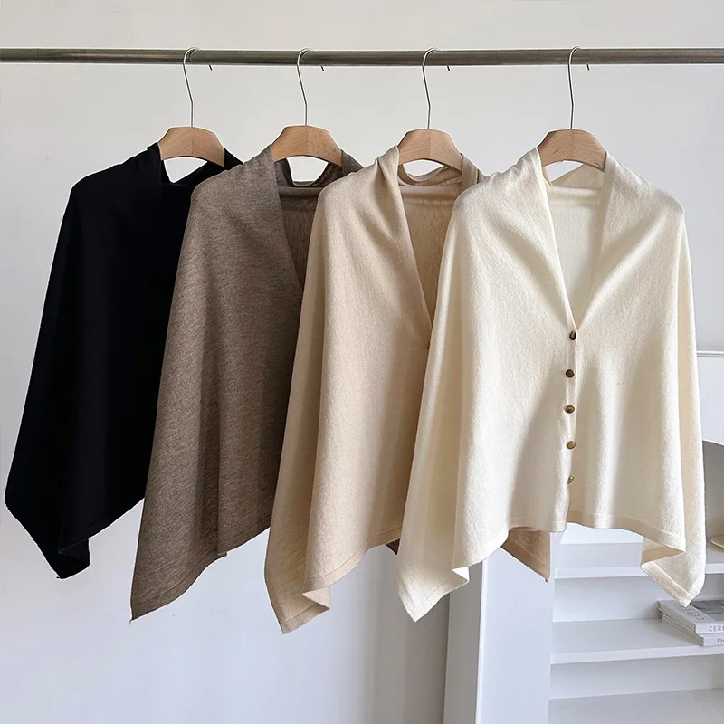 Thickened Pure Color Women's Triangle Shawl Autumn Winter Warm Air Conditioner Shoulder Match All Match Warmth P2