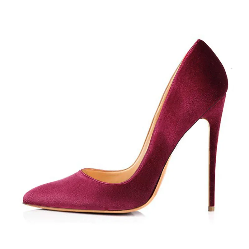 Arden Furtado 2024 Summer Velvet Thin heel Office lady Pumps Pointed toe Shallow Pure colour Super high heel Sexy Single shoe