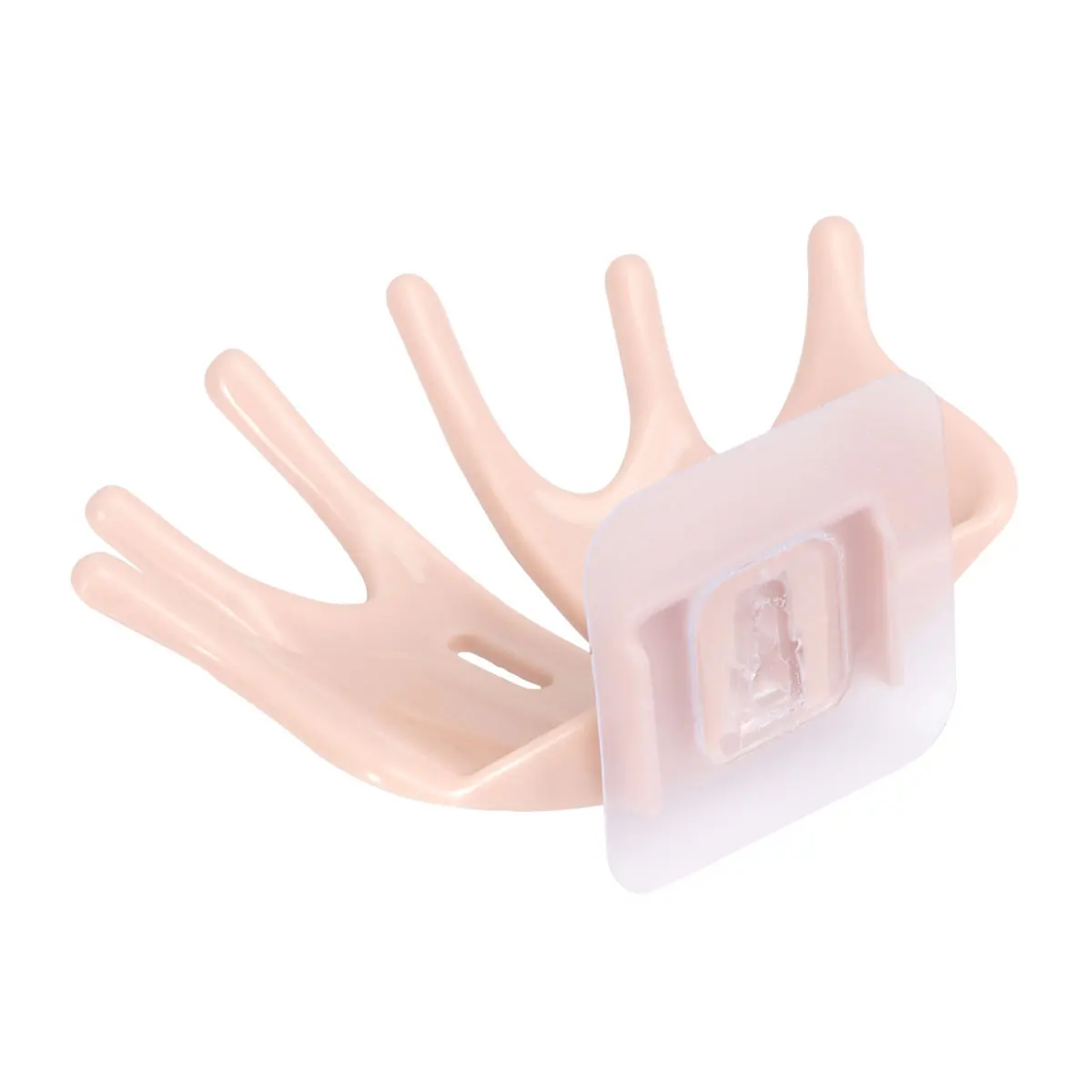 

1pc Hand Shaped Punch Free Soap Box Drain No Trace Soap Case Container for Bathroom and Kitchen (Rosy)