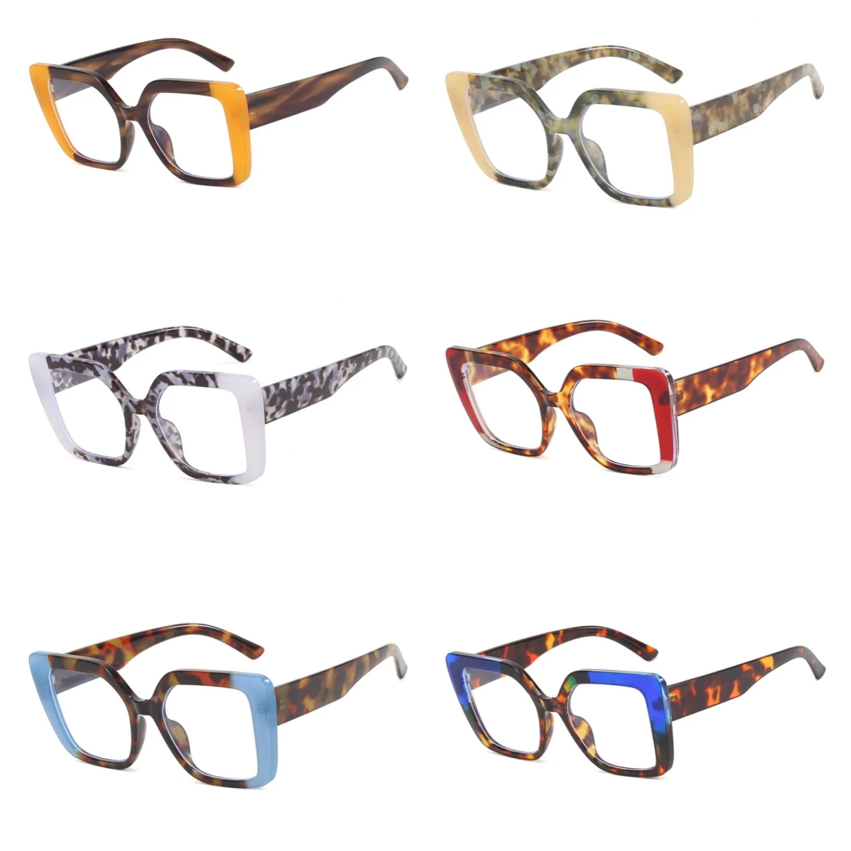 Square Glasses Frames for Women Anti Blue Light PC Material Fashion Split Color EyeglassesFruit Inspiration Design Glasses Frame