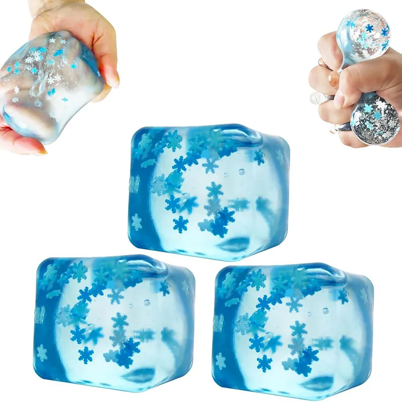 Schneeflocken-Eiswürfel Anti-Stress-Spielzeug, langsam zurückfedernder Stressabbau-Ball, Dekompressions-Fidget-Spielzeug für Erwachsene, Geburtstagsgeschenke