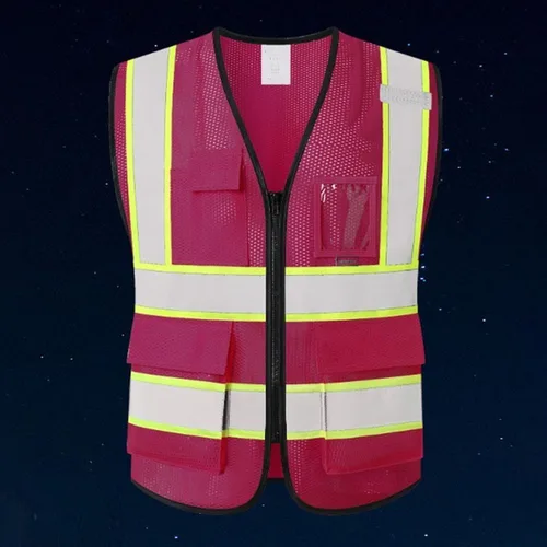 Imagen 2 del producto Chaleco de malla Unisex de verano con bolsillos y cremallera, ropa de construcción de carreteras, chaleco multibolsillos para ingeniero de mantenimiento de aviones
