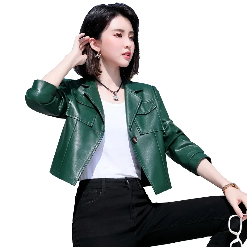 Casual Leather Jackets for Women 2023 Spring Autumn Slim Biker Jacket Women Korean Fashion Short Coats Hot Sale Casaco Feminino