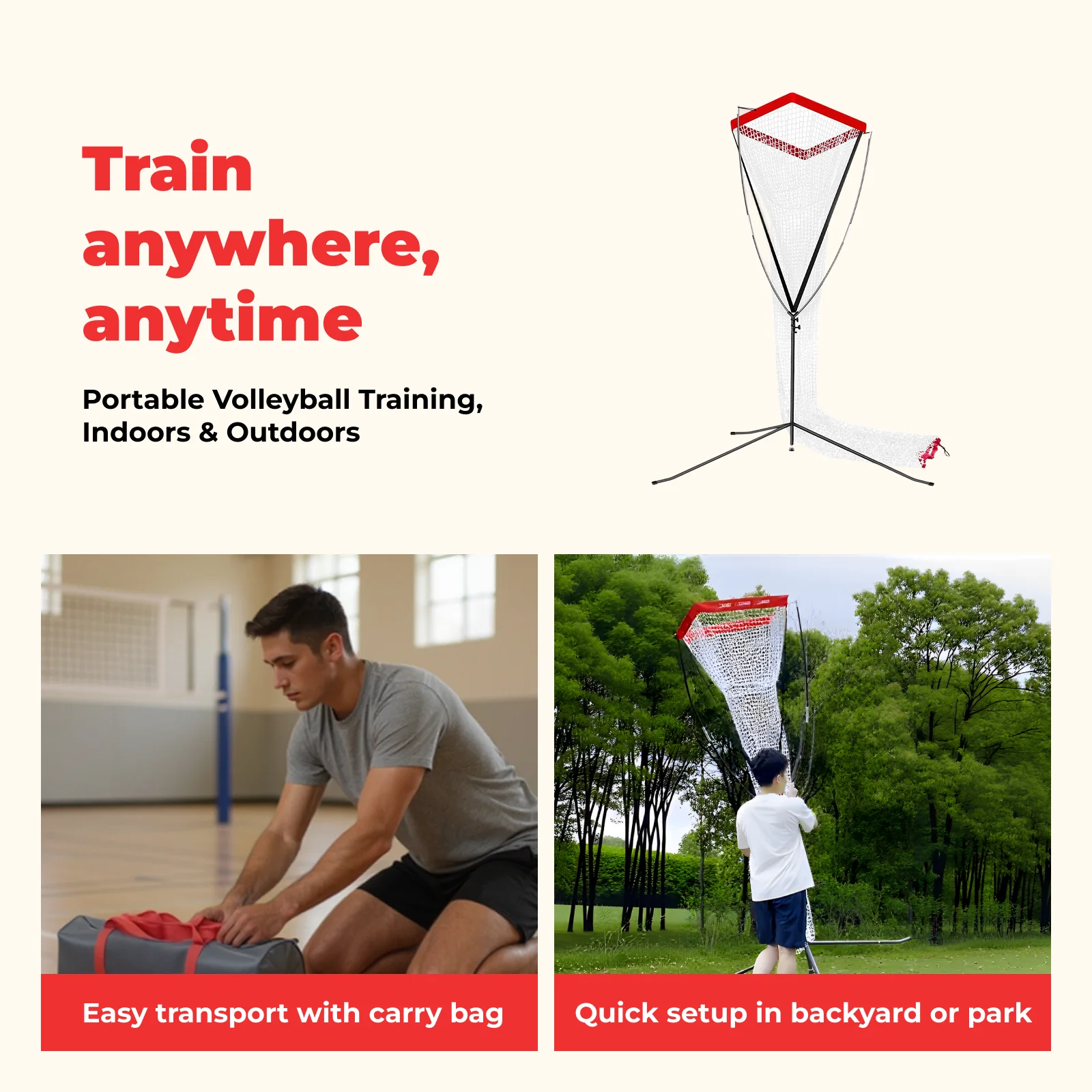 

Тренажерная сетка для волейбольного сетка с целевым обручем, тренировочное оборудование для волейбола для семейных игр на заднем дворе, начинающих профессионалов