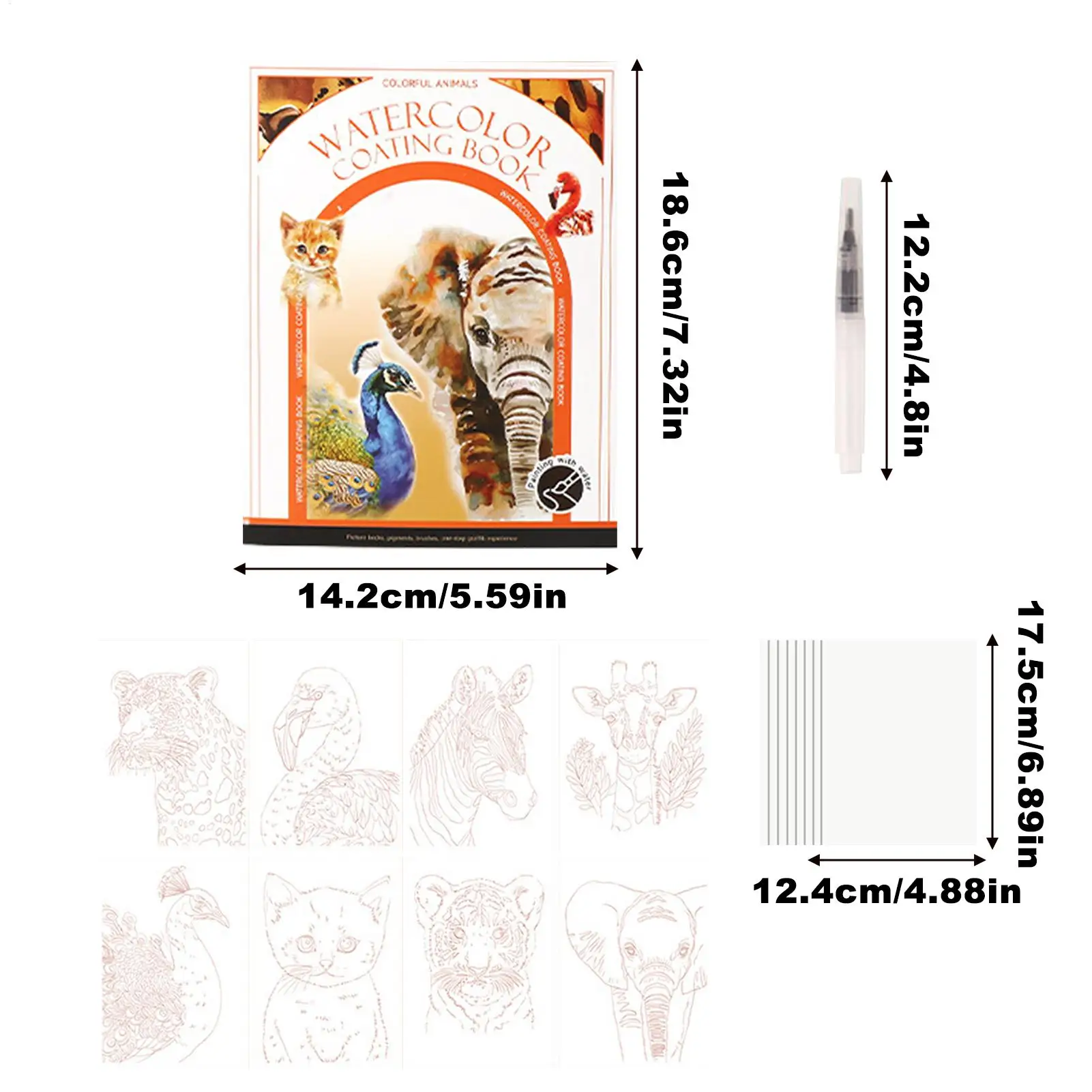 Water Coloring Book 3-Fold Sketchbook Portable Watercolor Painting Book Art Supplies For Beginners Artists Home School Travel