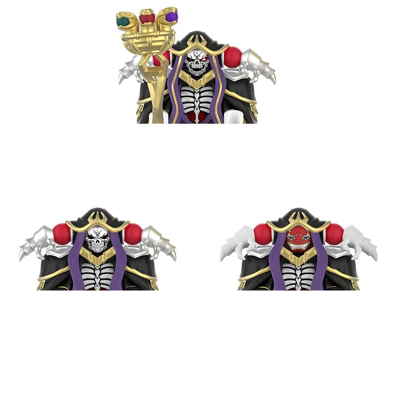Overlord Custom Actionfigur mit Roter Maske, Schwarzem Umhang, Goldverzierung, Lila Hochwertiger Kunststoff Ainz Ooal Gown Sammlerstück