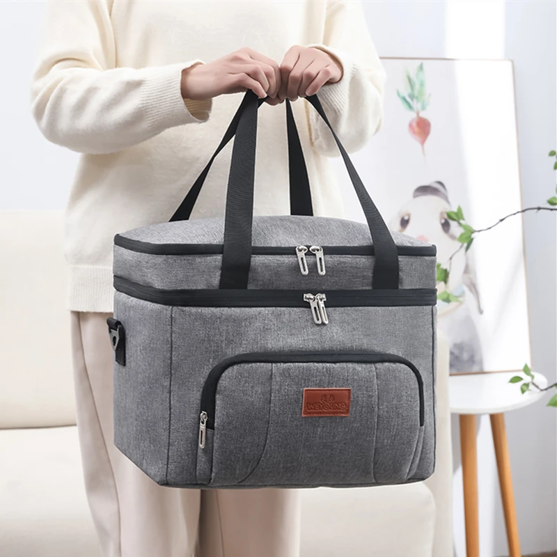 

Large Capacity Double Layers Insulation Lunch Bags Multifunctional Travel Picnic Waterproof Lunch Box with Shoulder Strap
