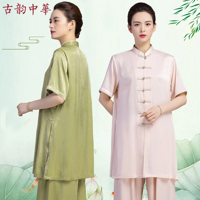 

Yongchun Taiji Martial Arts Exercise Clothing Women's Summer Tai Ji Suit Short Sleeve Cotton and Linen