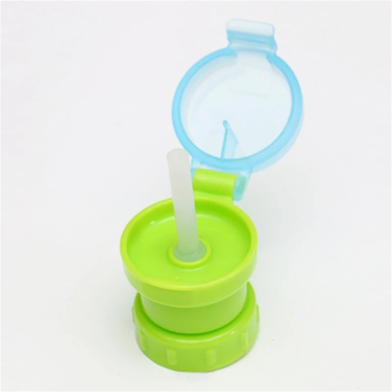 Portable Spill Proof Juice SodaWater Bottle Twist Cover Cap with Straw Safe Drink Straw Sippys Cap for Kids & Adults