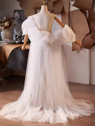 New ivory flowers performance dance wrap shawl training tail prom evening wedding bridal dress Diy accessories