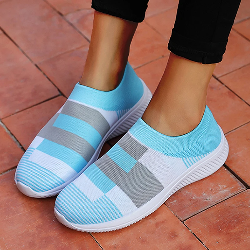 Fashion Casual Shoes Sneakers For Women 2024 New Vulcanize Mesh Women Sneakers Slip On Sock Ladies Flat Shoes Shoes For Women