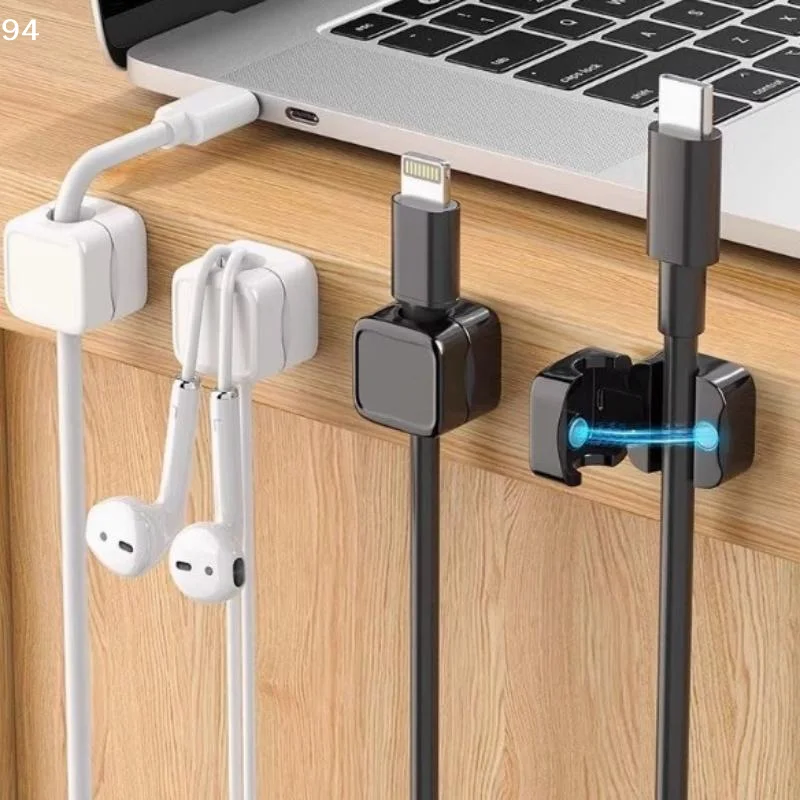 Magnetic Cable Clip Cable Holder Adhesive Wire Keeper Cord Cable Organizer For Home Office Under Desk ManagementNF stationery