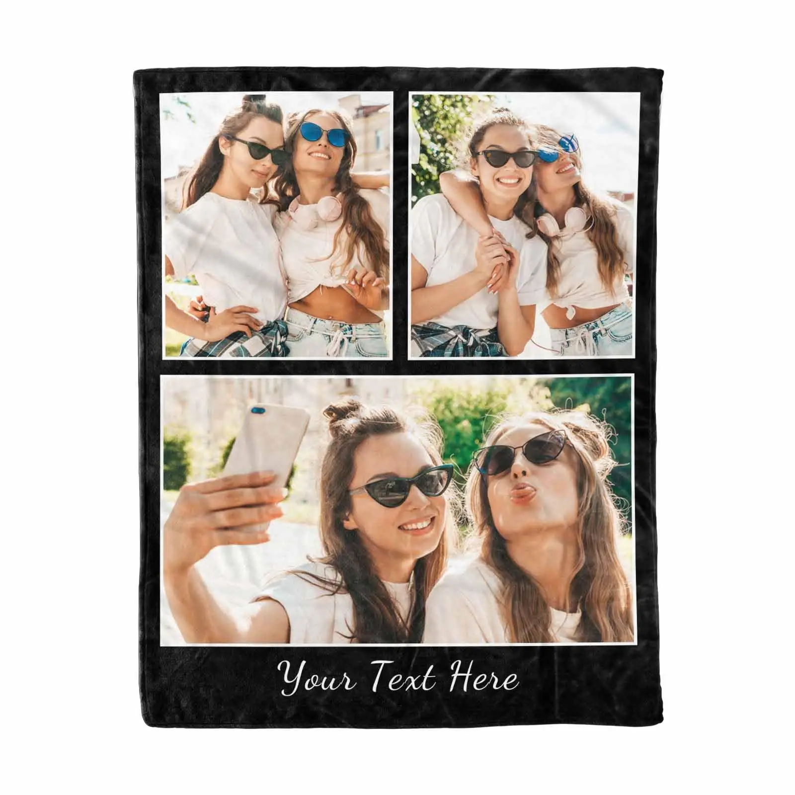 Customize Blankets with Photos, 3 Photos Customizable Blanket Personalized Blankets and Throws Best Friend Blanket for Besties
