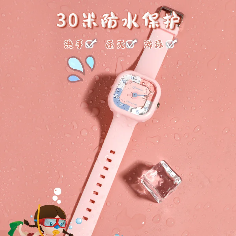 Korean Version Square Dial Design Children's Watch Waterproof Luminous Sports Clock Soft Silicone Watch for Boys and Girls