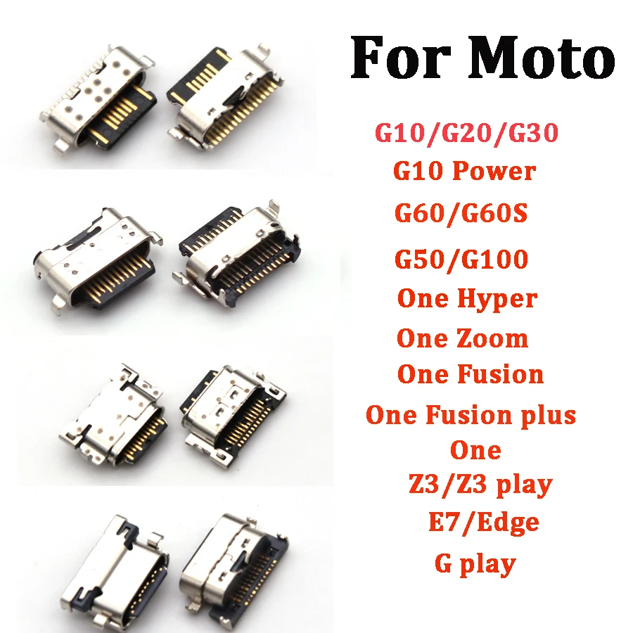 10Pcs Charger USB Charging Port Dock Connector For Moto G10 G100 G20 G30 G50 G60 G60s Power One Hyper Zoom Fusion Plus G Z3 Play