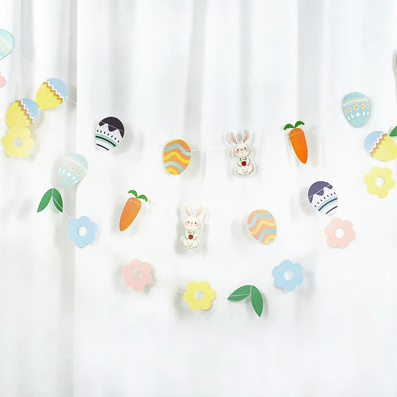 3Meter Paper Bunny Rabbit Egg Garland Banner Flags Kids Birthday Party Supplies Baby Shower Hanging DIY Easter Day Decor Bunting