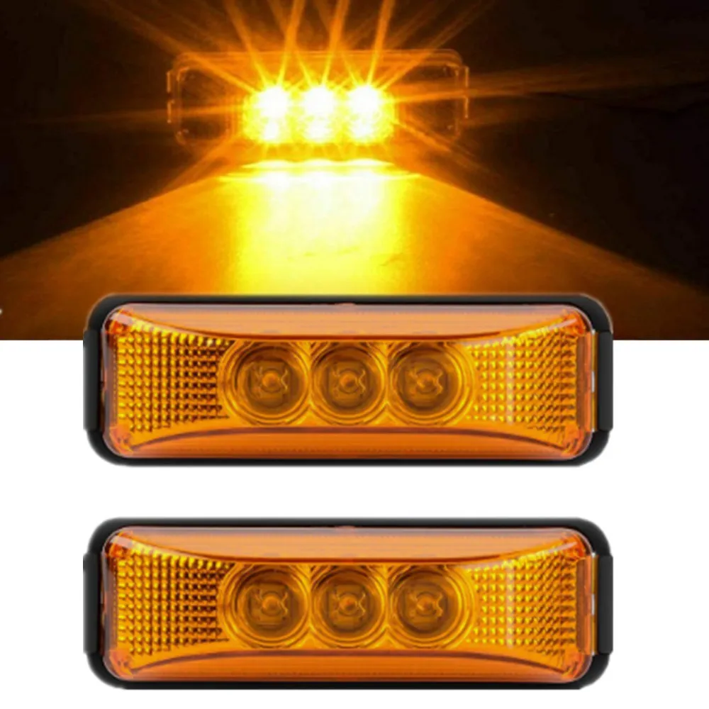 

2PCS Truck Lights LED Outline Side Marker Trailer Lights 3LED Front Rear Taillight Caravan Side Clearance Indicator Lamp