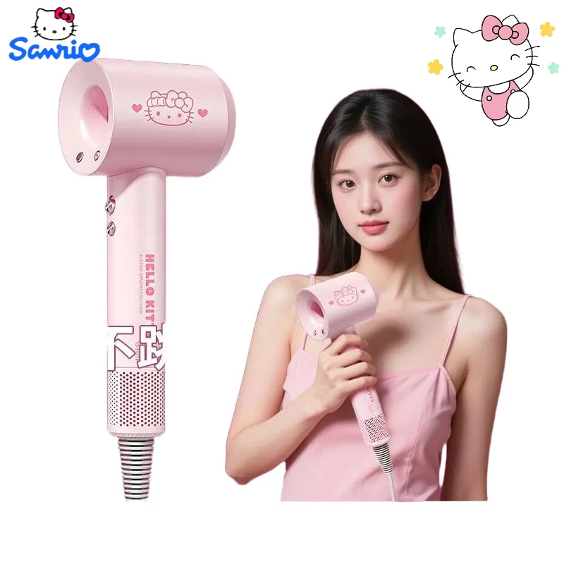 

Sanrio Hello Kitty cartoon cute hairdryer creative kawaii for girls home use styling hair dryer anime merchandise wholesale gift