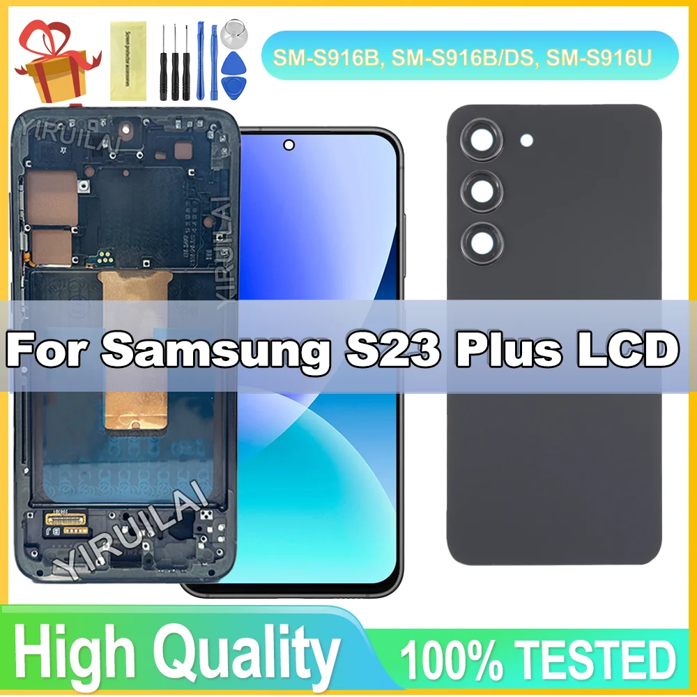 S23+ 5G LCD  For Samsung S23 Plus LCD Display Touch Screen Digitizer For Samsung S23 Plus 5G S916B S916U With Frame 100%Test